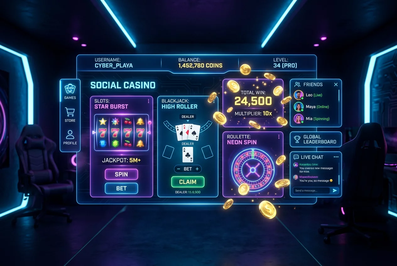 Futuristic social gaming interface