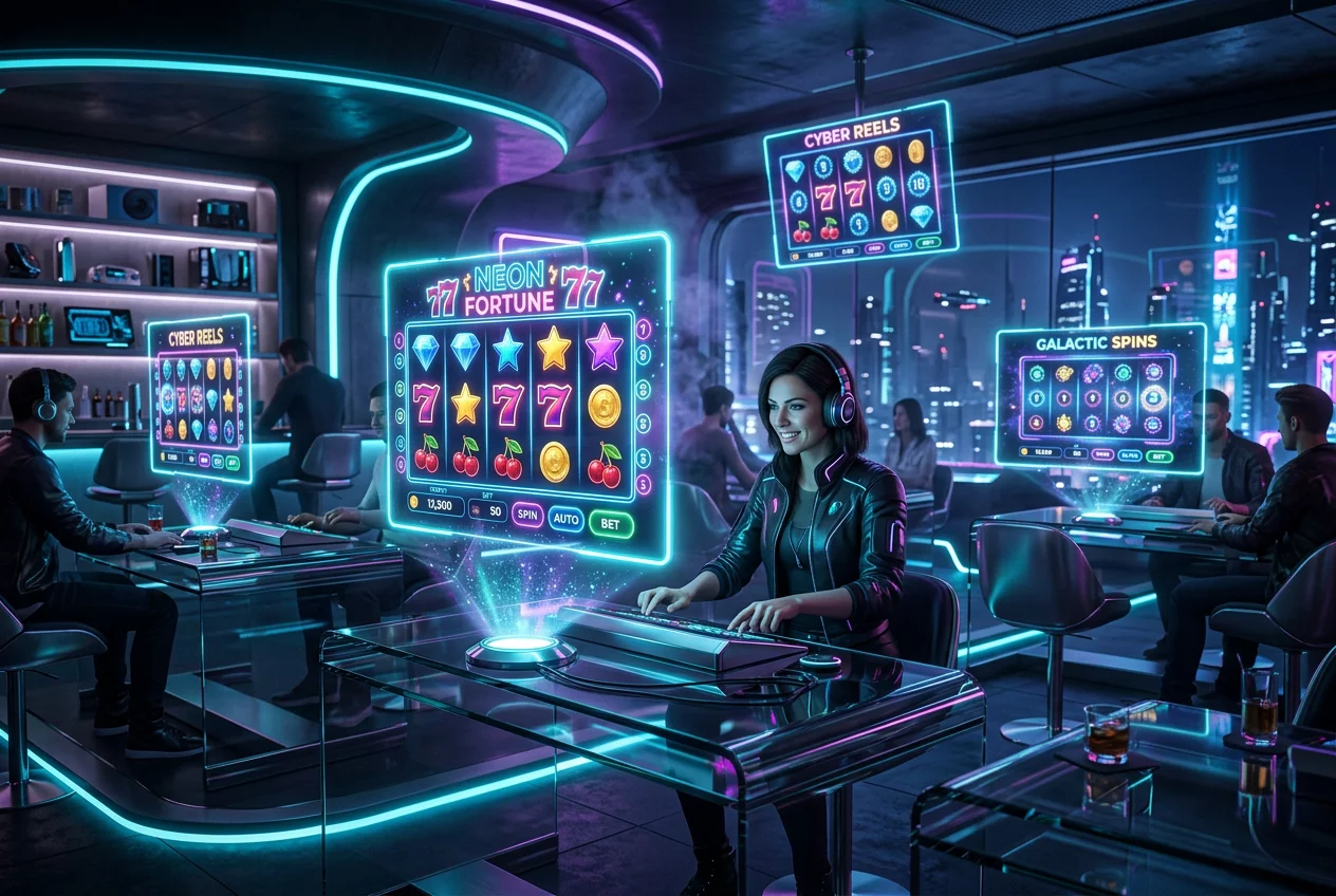 Futuristic social gaming lounge